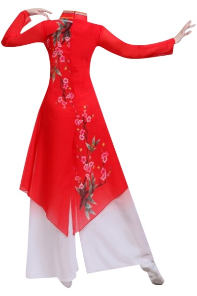 Design classical performance costumes, elegant Chinese style folk dance costumes, kite dance umbrella dance fan dance performance costumes SKDO004 back view